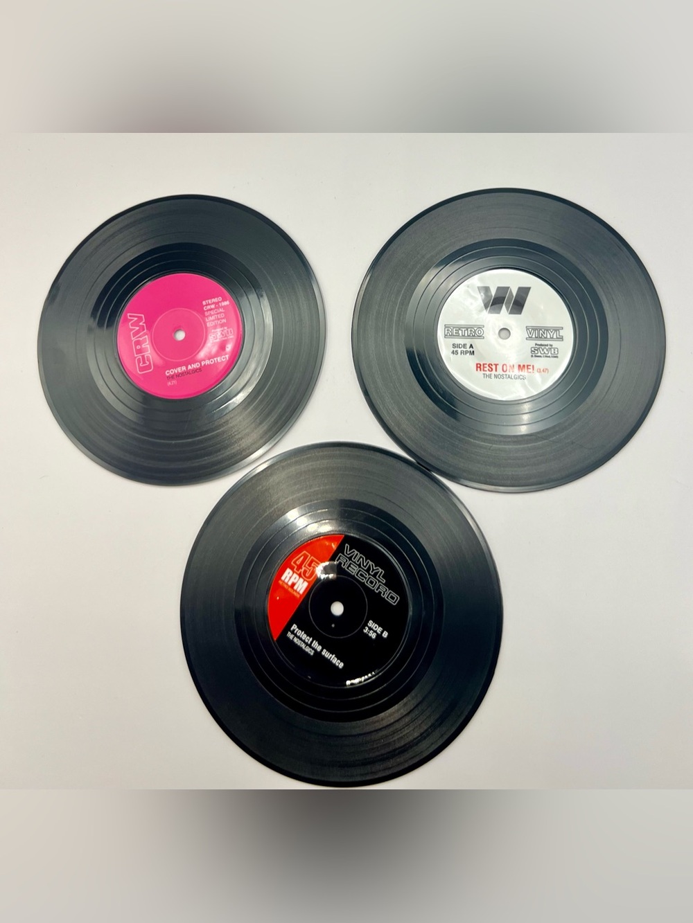 Novelty Coasters. Retro Vinyl Records - Set of 3 NWOT